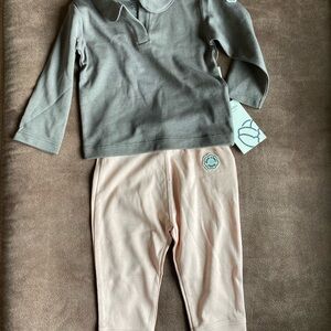 Gray and Pink Organic Pima Cotton Baby Outfit